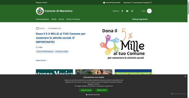 Security scan screenshot of https://www.comune.marostica.vi.it/it