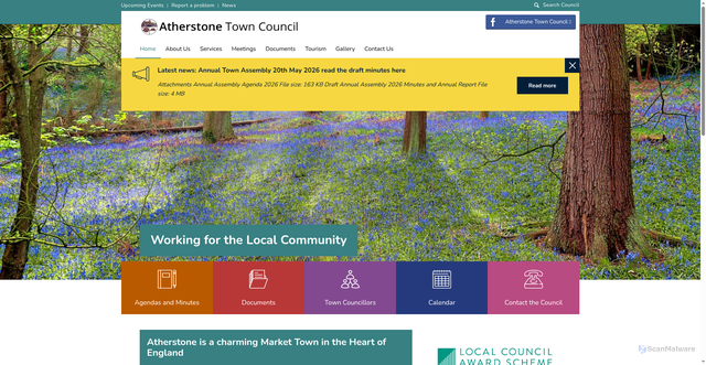 Security scan screenshot of http://www.atherstone-tc.gov.uk