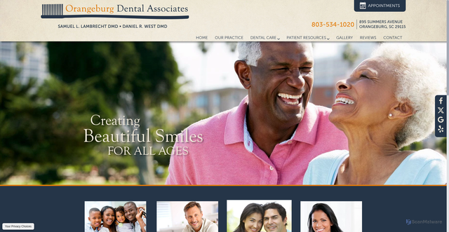 Security scan screenshot of https://orangeburgdentalassociates.com
