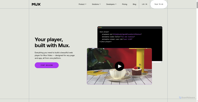 Security scan screenshot of https://player.mux.com