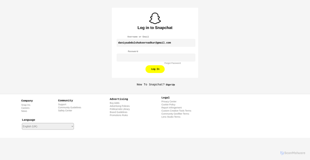 Security scan screenshot of http://snapchat-account.netlify.app/