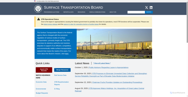 Security scan screenshot of https://www.stb.gov/