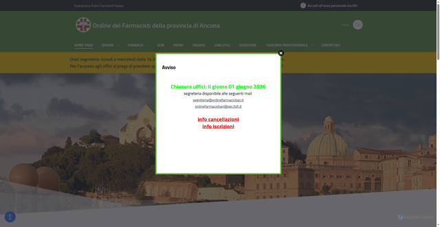 Security scan screenshot of https://ordinefarmacistian.it/