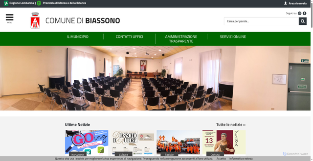 Security scan screenshot of https://www.biassono.org/servizi/notizie/notizie_homepage.aspx