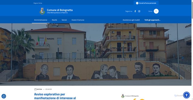 Security scan screenshot of https://www.comune.bolognetta.pa.it
