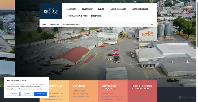 Security scan screenshot of http://www.redbay-al.gov/