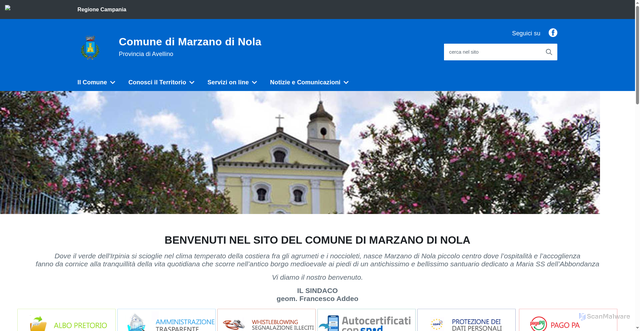 Security scan screenshot of https://www.comune.marzanodinola.av.it/