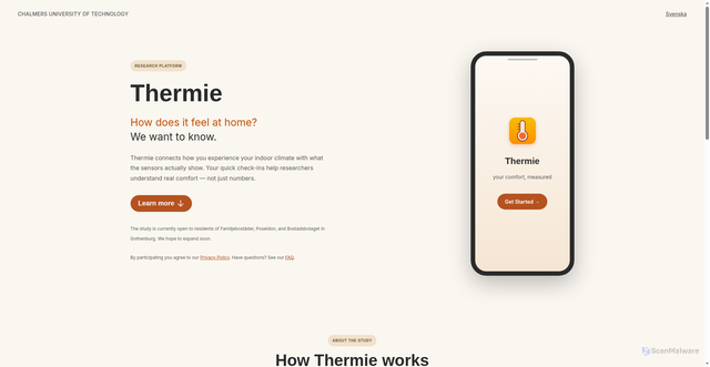 Security scan screenshot of https://thermie.se