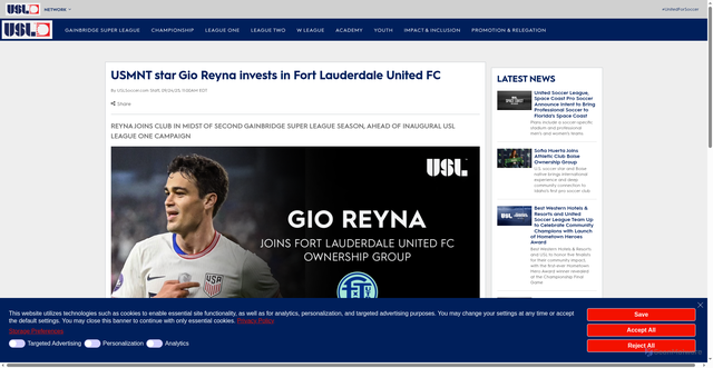 Security scan screenshot of https://www.uslsoccer.com/news_article/show/1346682