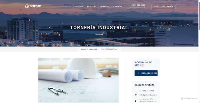 Security scan screenshot of https://petroind.pages.dev/servicios/torneria-industrial/