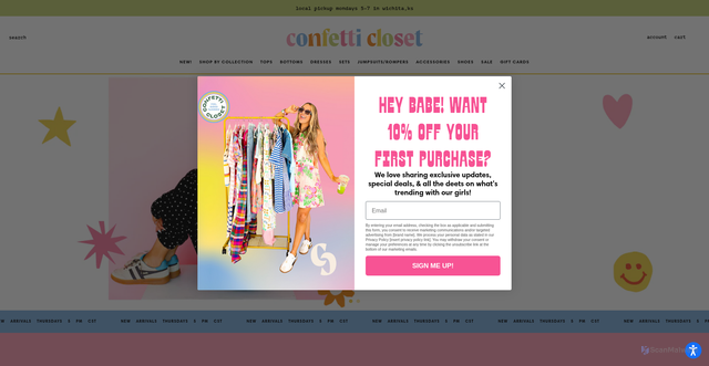 Security scan screenshot of https://shopconfetticloset.com