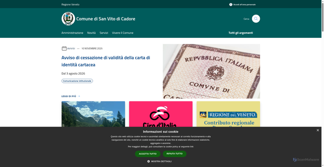 Security scan screenshot of https://www.comune.sanvitodicadore.bl.it