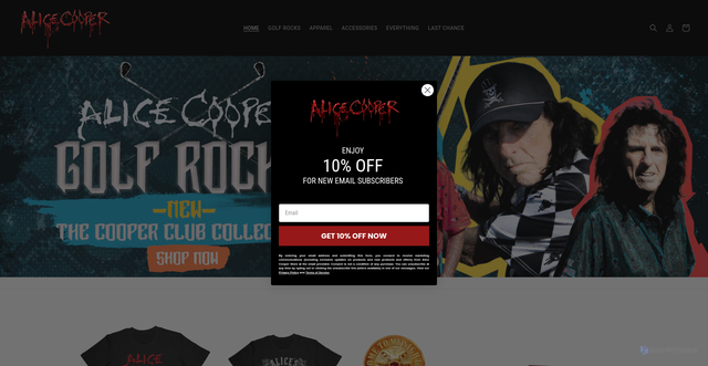 Security scan screenshot of https://shop.alicecooper.com/