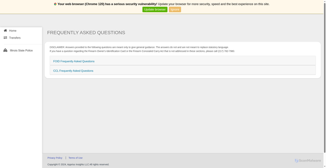 Security scan screenshot of https://www.ispfsb.com/public/faq.aspx