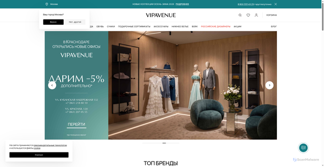 Security scan screenshot of https://vipavenue.ru