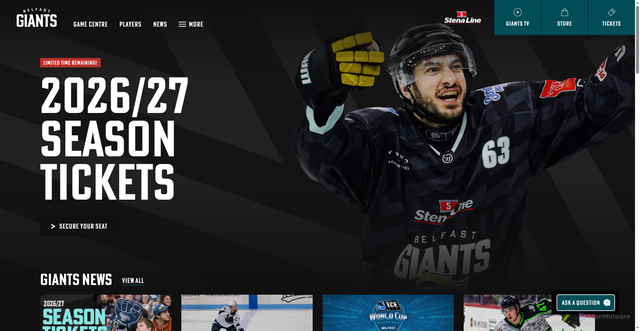 Security scan screenshot of https://www.belfastgiants.com/