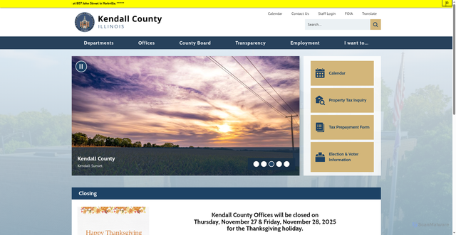 Security scan screenshot of https://www.kendallcountyil.gov/
