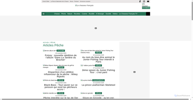 Security scan screenshot of https://www.lechasseurfrancais.com/peche