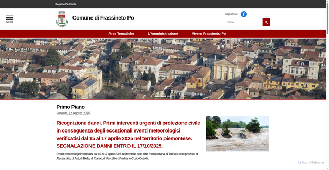Security scan screenshot of https://www.comune.frassinetopo.al.it/