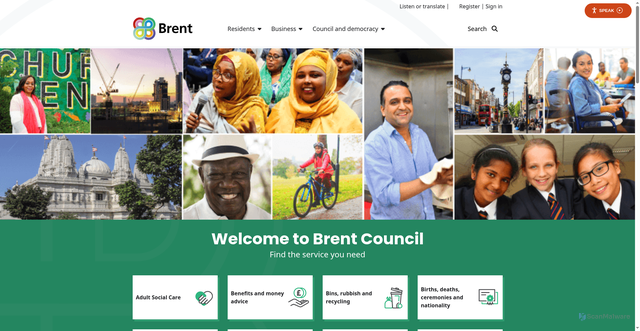 Security scan screenshot of https://www.brent.gov.uk/