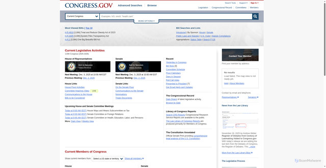 Security scan screenshot of https://www.congress.gov/