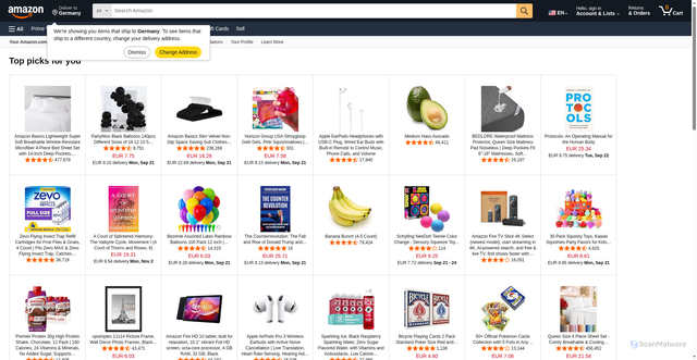 Security scan screenshot of http://sdffht3.pages.dev/gp/yourstore/home/?ie=utf8&ref_=topnav_storetab_ys