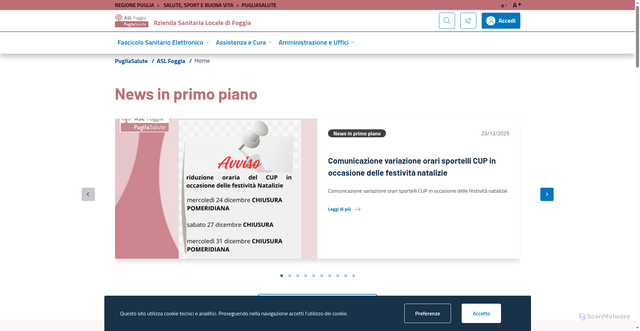 Security scan screenshot of https://www.sanita.puglia.it/web/asl-foggia/