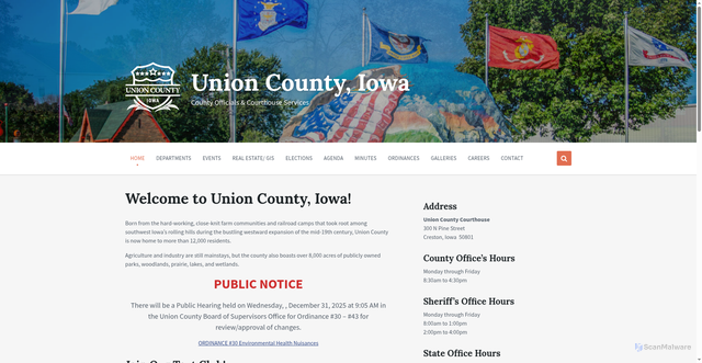 Security scan screenshot of https://unioncountyiowa.gov/
