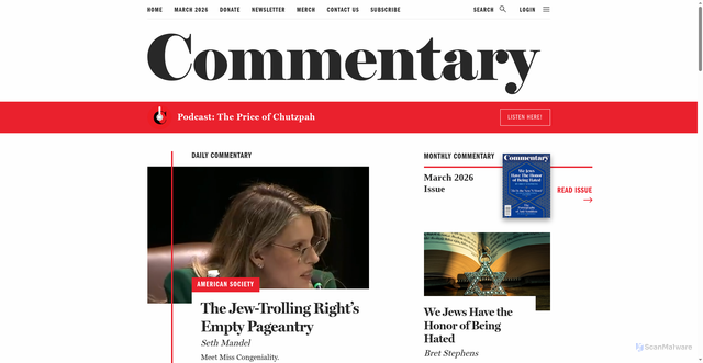 Security scan screenshot of https://www.commentary.org