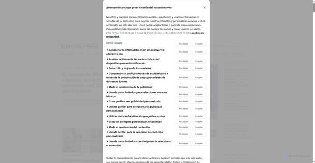 Security scan screenshot of https://www.europapress.es