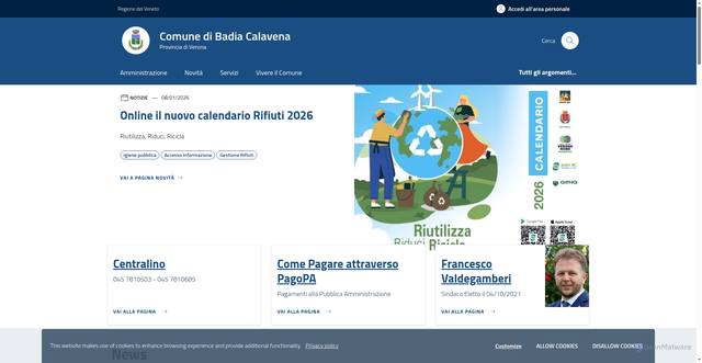 Security scan screenshot of https://www.comune.badiacalavena.vr.it/home