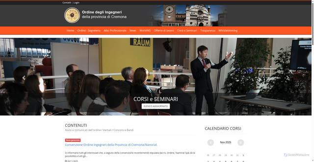 Security scan screenshot of https://www.ording.cr.it/