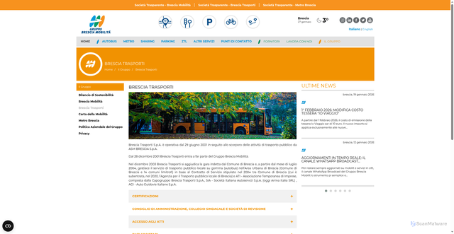 Security scan screenshot of https://www.bresciamobilita.it/il-gruppo/brescia-trasporti