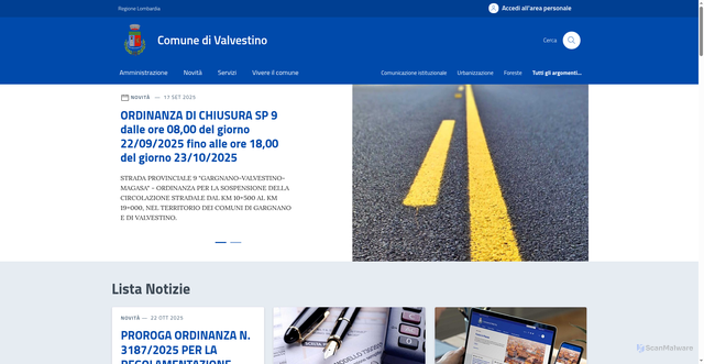 Security scan screenshot of https://comune.valvestino.bs.it/