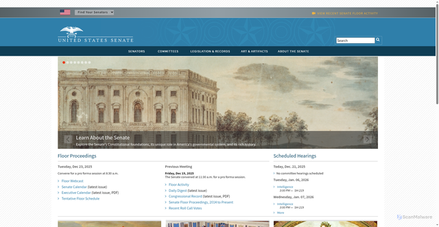 Security scan screenshot of https://www.senate.gov/