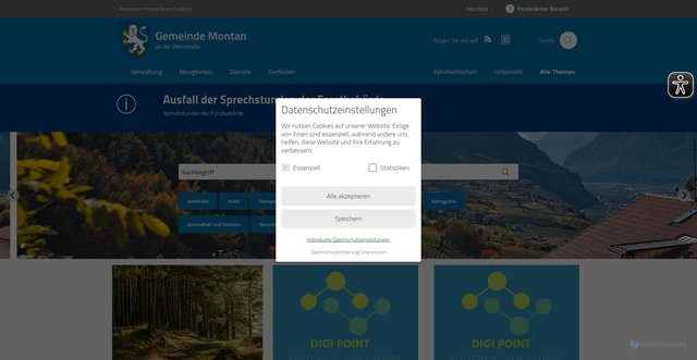 Security scan screenshot of https://www.montagna.eu/de