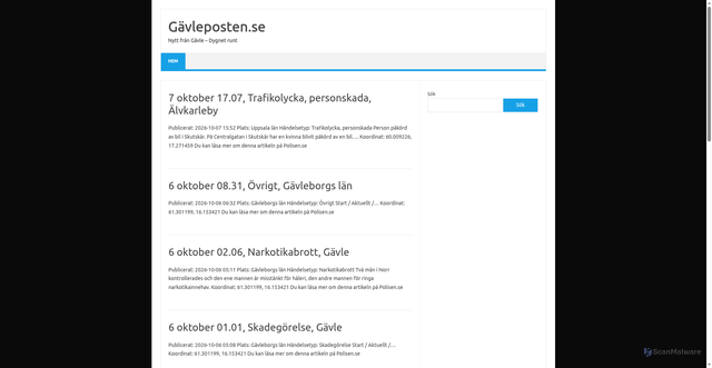 Security scan screenshot of https://gavleposten.se
