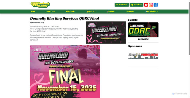 Security scan screenshot of https://willowbankraceway.com.au/news/donnelly-blasting-services-qdrc-final/