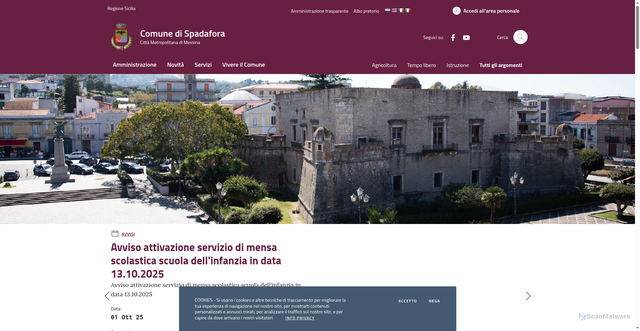 Security scan screenshot of https://comune.spadafora.me.it/