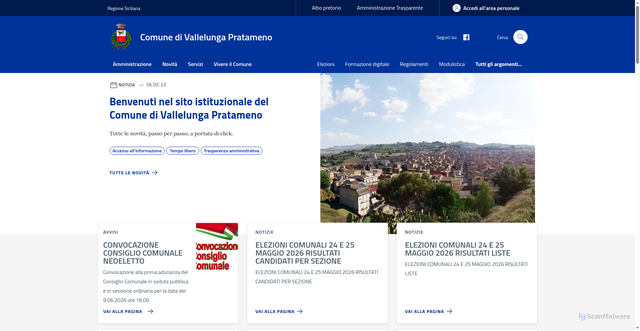 Security scan screenshot of https://www.comune.vallelunga.cl.it