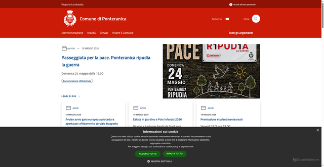 Security scan screenshot of https://www.comune.ponteranica.bg.it