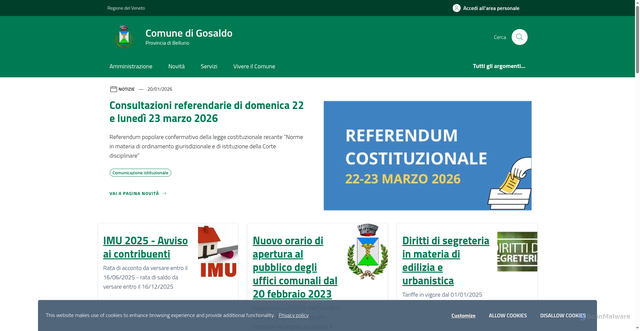 Security scan screenshot of https://www.comune.gosaldo.bl.it/home