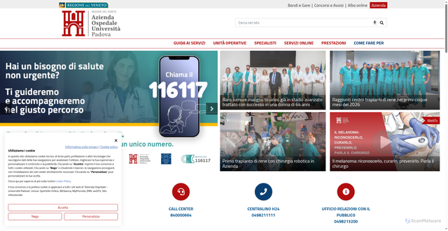 Security scan screenshot of https://www.aopd.veneto.it