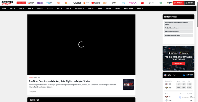 Security scan screenshot of https://www.sportsgrid.com/general/video/fanduel-dominates-market-sets-sights-on-major-states