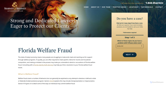 Security scan screenshot of https://www.fightidentityfraud.com/florida-welfare-fraud/