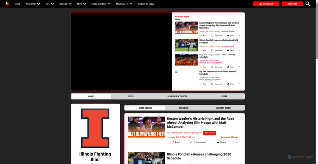 Security scan screenshot of https://footballiance.com/team/cfb/bigten/illinois/