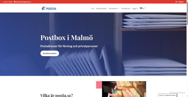 Security scan screenshot of https://postia.se