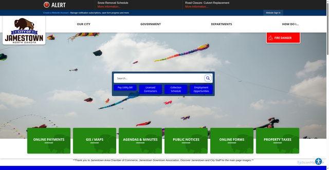 Security scan screenshot of https://jamestownnd.gov/