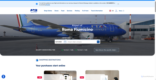 Security scan screenshot of https://www.adr.it/web/aeroporti-di-roma-en