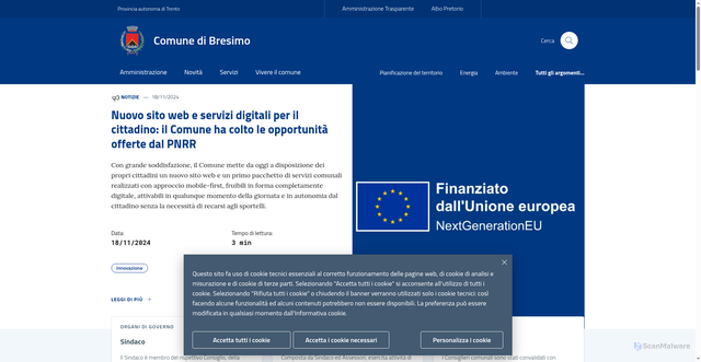 Security scan screenshot of https://www.comune.bresimo.tn.it/